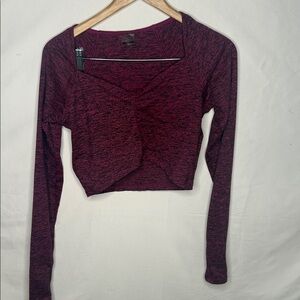 ILUS long sleeve purple crop top workout athletic top sz Large